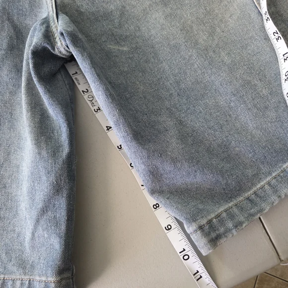 RISE Denim Cargo Shorts Women’s Sz 7 Light Blue Y2K Utility Carpenter Style - Picture 9 of 10